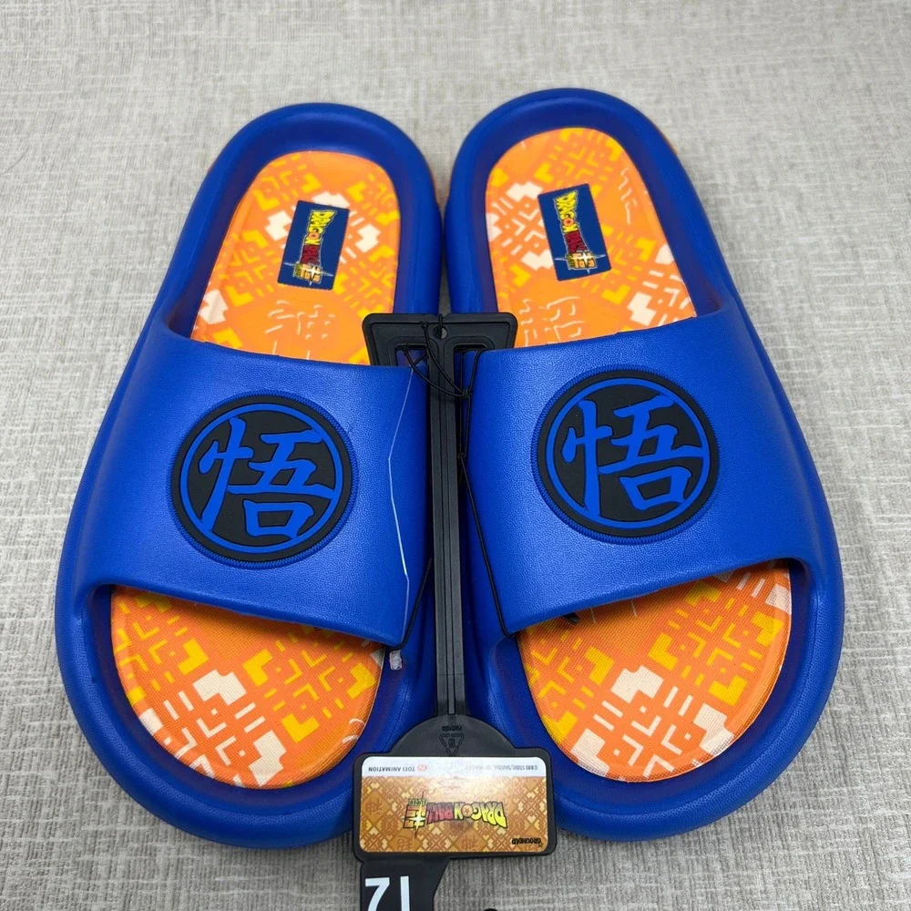 NEW Dragon Ball Super Goku Men's Size 12 Blue Orange Slide Sandals Ground Up